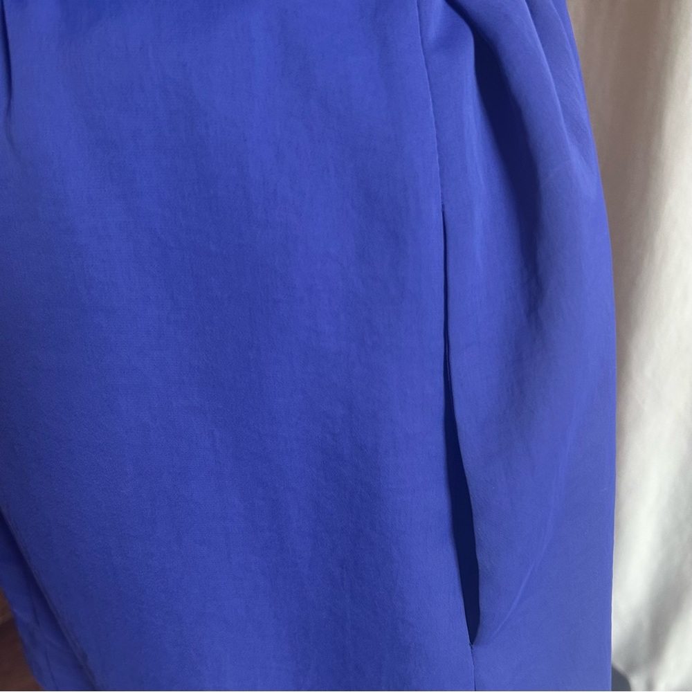 Y2K Rachel Roy Royal Blue Ruffle Pockets Dress Back Cutout Cocktail Retro Sz 12 - Picture 5 of 11
